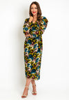 Exquise Abstract Print Maxi Dress, Olive Green Multi