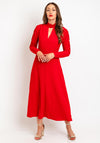 Exquise Ruched Sleeve A-Line Maxi Dress, Red