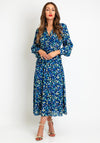 Exquise Petal Print A-Line Maxi Dress, Blue Multi