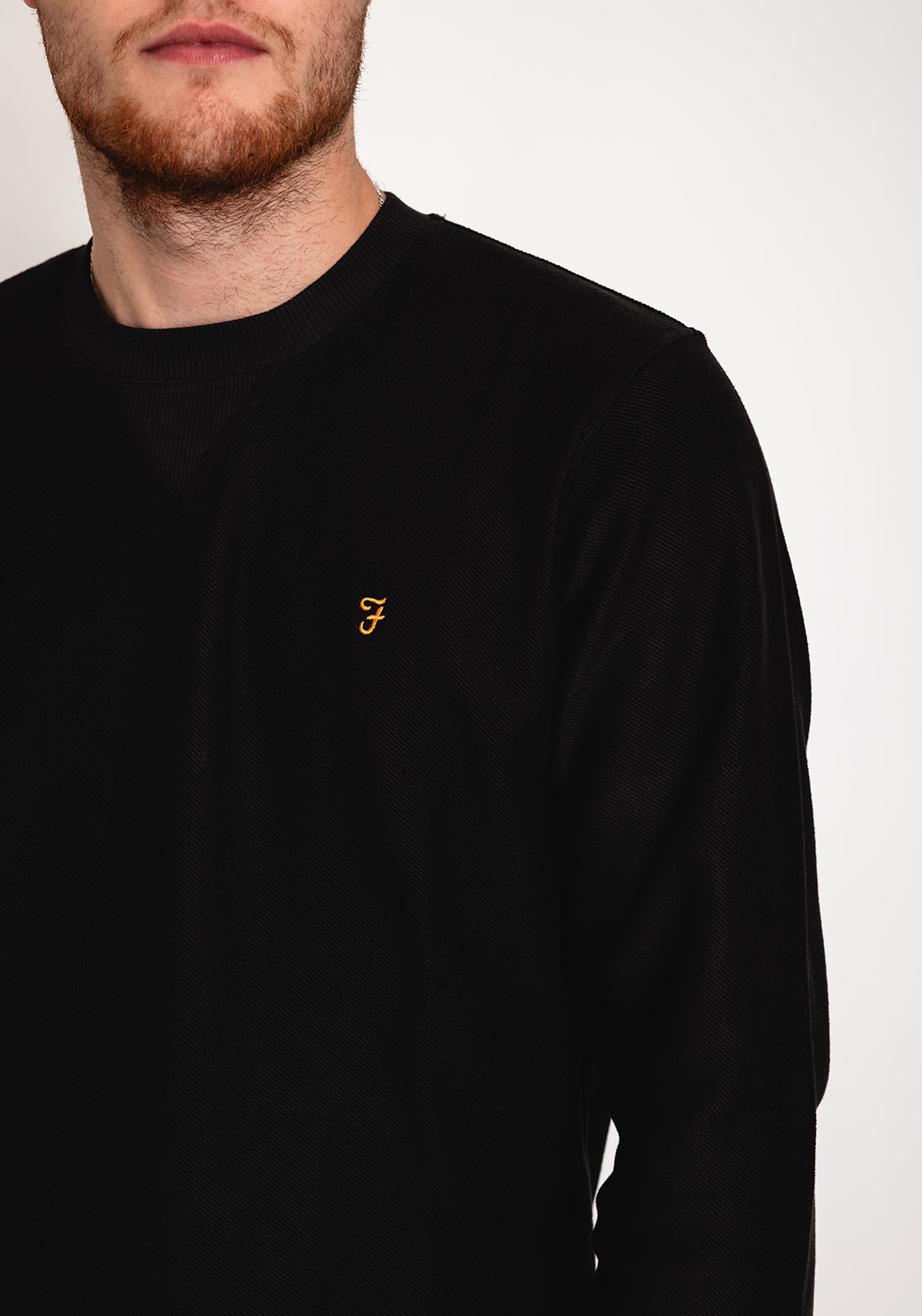 Farah Galli Twill Crew Neck Sweatshirt, Black