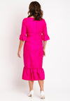 Fee G Frill Trim Abstract Design Midi Dress, Pink