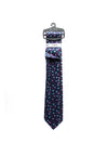 Fletcher’s Gallery Geo Floral Print Tie & Pocket Square Set, Purple & Navy