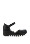 Fly London Ankle Strap Leather Sandals, Black