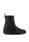 Fly London Zip Front Wedge Boots, Black