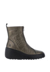 Fly London Zip Front Wedge Boots, Metallic Khaki