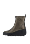 Fly London Zip Front Wedge Boots, Metallic Khaki