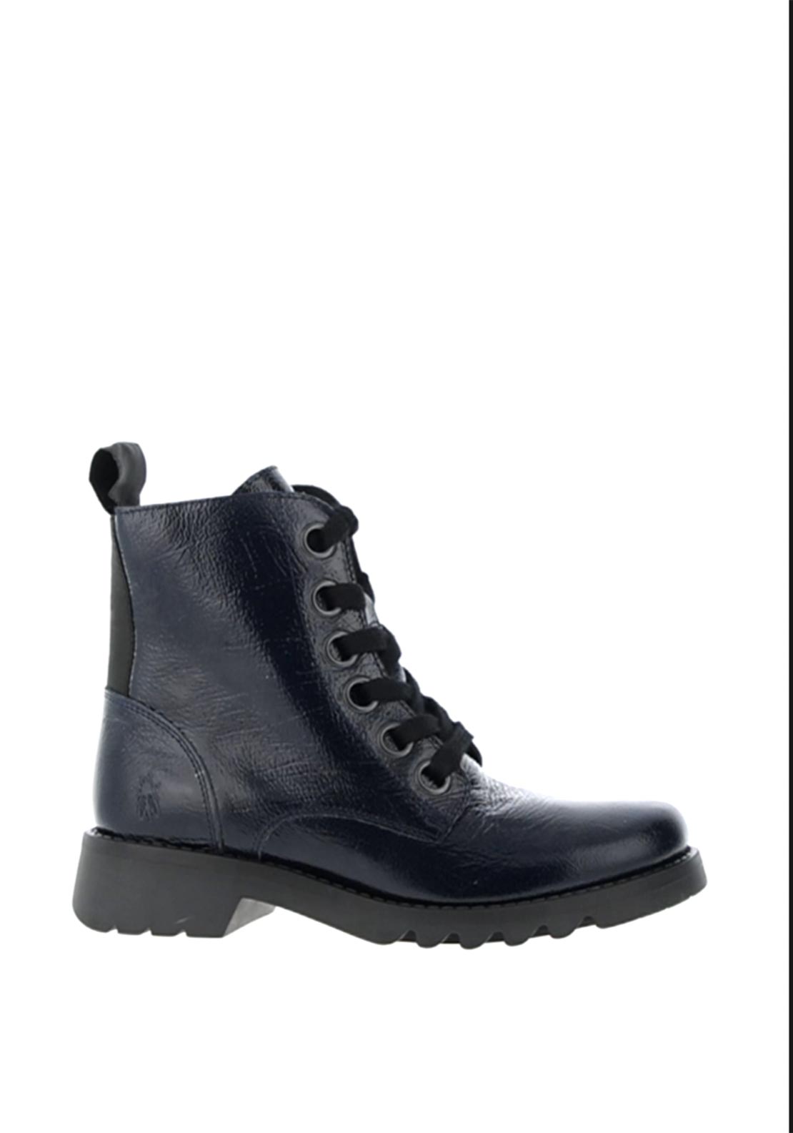 Fly London Patent Lace Up Ankle Boots, Navy