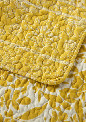 Forever England Libourne Damask 43x43cm Cushion Cover, Ochre