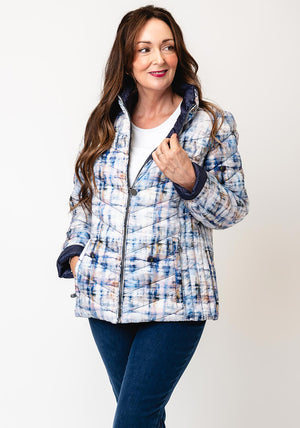 Frandsen Patterned Reversible Quilted Jacket, Blue Multi