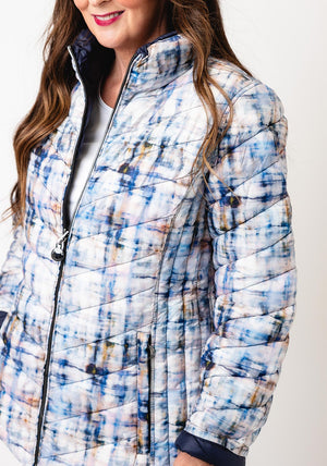 Frandsen Patterned Reversible Quilted Jacket, Blue Multi