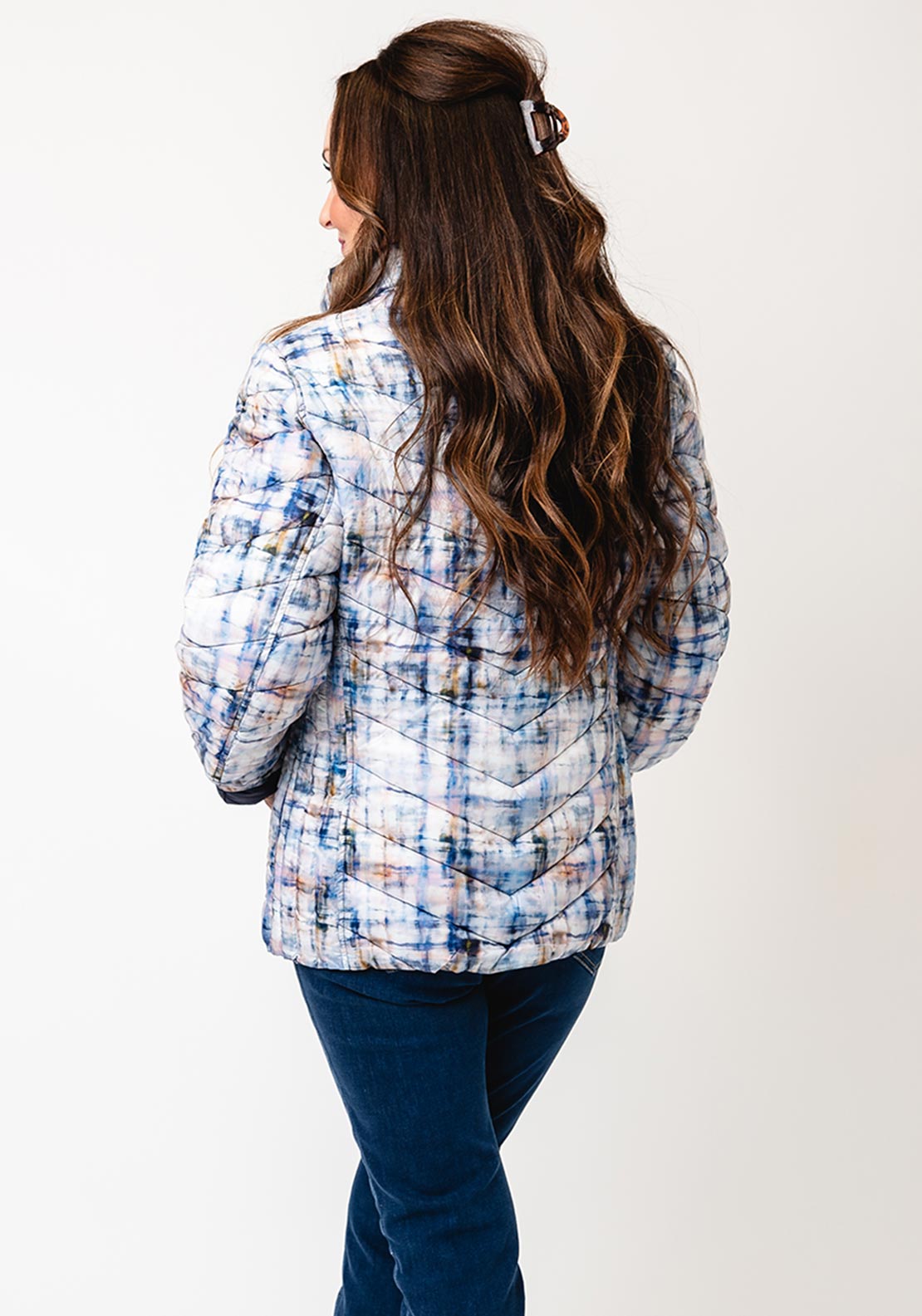Frandsen Patterned Reversible Quilted Jacket, Blue Multi