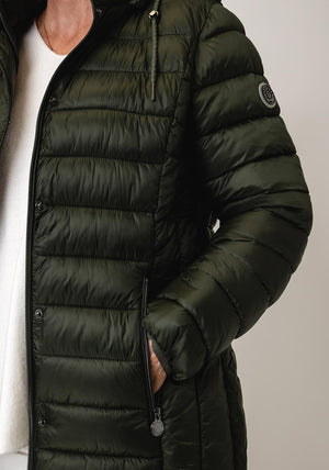 Fransden Down Padded Hooded Coat, Khaki Green