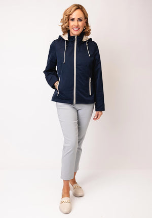 Frandsen Zipped Hooded Raincoat, Navy