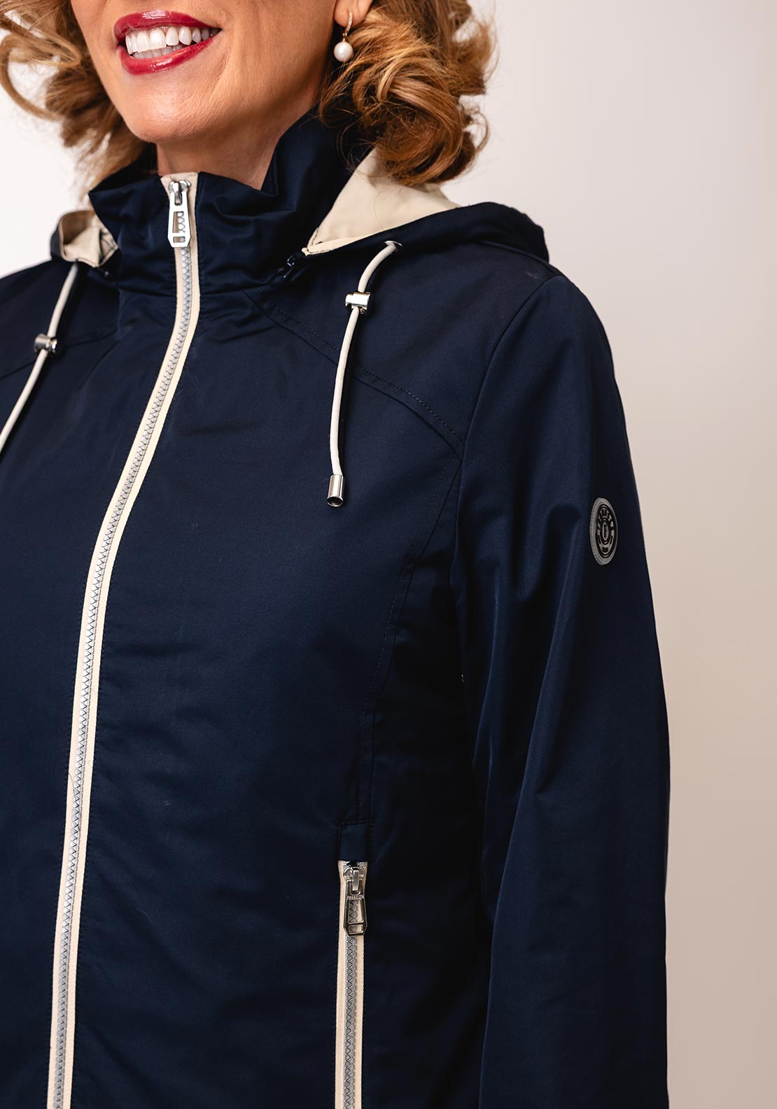 Frandsen Zipped Hooded Raincoat, Navy