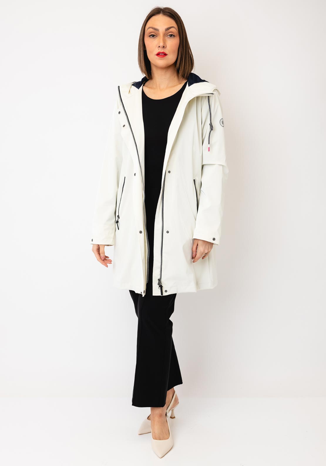 Frandsen Long Full Zip Waterproof Coat, Cream