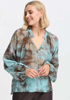 Fransa Illi Tie Dye Sheer Blouse, Blue
