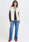 Fransa Chani Check Print Gilet, White Multi