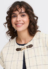 Fransa Chani Check Print Gilet, White Multi