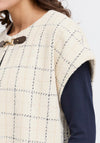 Fransa Chani Check Print Gilet, White Multi
