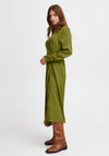 Fransa Viline Wrap Detail Midi Dress, Golden Cypress