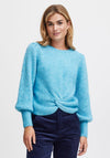Fransa Elna Knot Detail Knitted Jumper, Ethereal Blue
