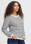 Fransa Luma Wavy Knit Cardigan, Navy