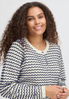 Fransa Luma Wavy Knit Cardigan, Navy