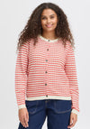 Fransa Luma Wavy Knit Cardigan, Red