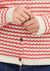 Fransa Luma Wavy Knit Cardigan, Red