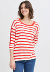 Fransa Besmock Striped Knitted Sweater, Poinsettia