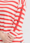 Fransa Besmock Striped Knitted Sweater, Poinsettia