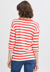 Fransa Besmock Striped Knitted Sweater, Poinsettia