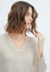 Fransa V-Neck Knitted Sweater, Whitecap Gray
