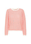 Fransa Luma Wavy Striped Sweater, Red and Cream