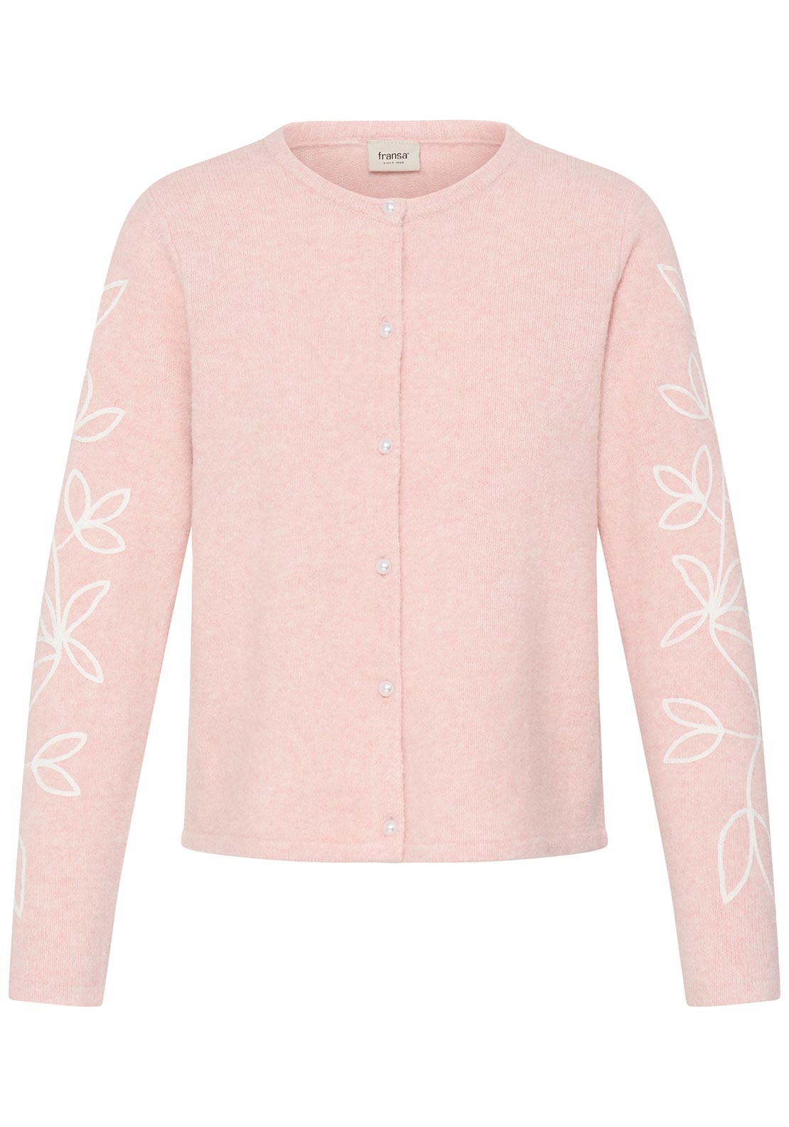 Fransa Ellen Knit with Sleeve Detail Cardigan, Pink