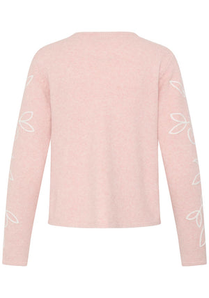 Fransa Ellen Knit with Sleeve Detail Cardigan, Pink