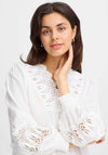 Fransa Blondie Crochet Panel V Neck Blouse, White