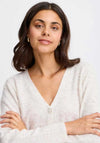 Fransa Elise Bobble Knit V Neck Cardigan, Cream