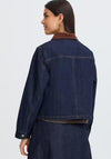 Fransa Leslie Cord Collar Denim Jacket, Dark Blue