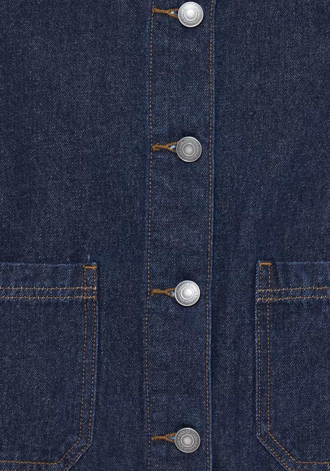 Fransa Leslie Cord Collar Denim Jacket, Dark Blue