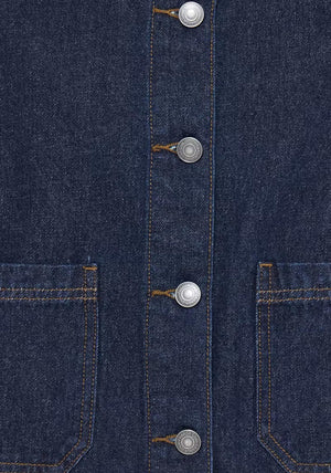 Fransa Leslie Cord Collar Denim Jacket, Dark Blue