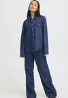 Fransa Sunna Denim Button Up Shirt, Dark Blue