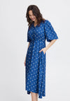 Fransa Kamma Polka Dot Long Dress, Blue