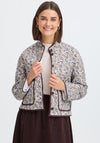 Fransa Claudine Floral Quilted Jacket, Green Multi