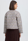 Fransa Claudine Floral Quilted Jacket, Green Multi