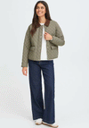 Fransa Inna Quilted Cord Collar Jacket, Green