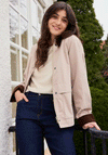Fransa Moon Cord Trim Jacket, Beige