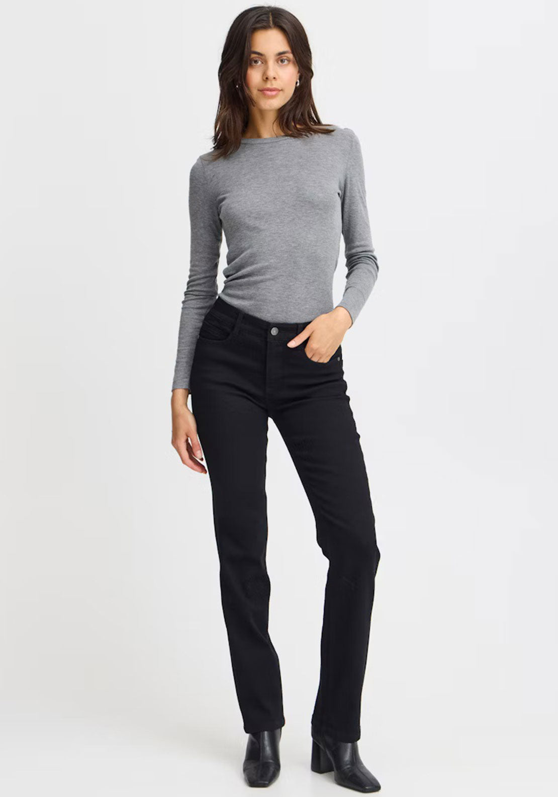 Fransa Luxe Sarah Straight Leg Jeans, Black