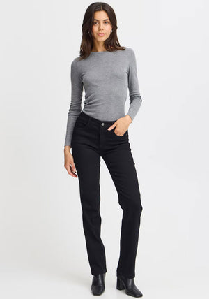 Fransa Luxe Sarah Straight Leg Jeans, Black