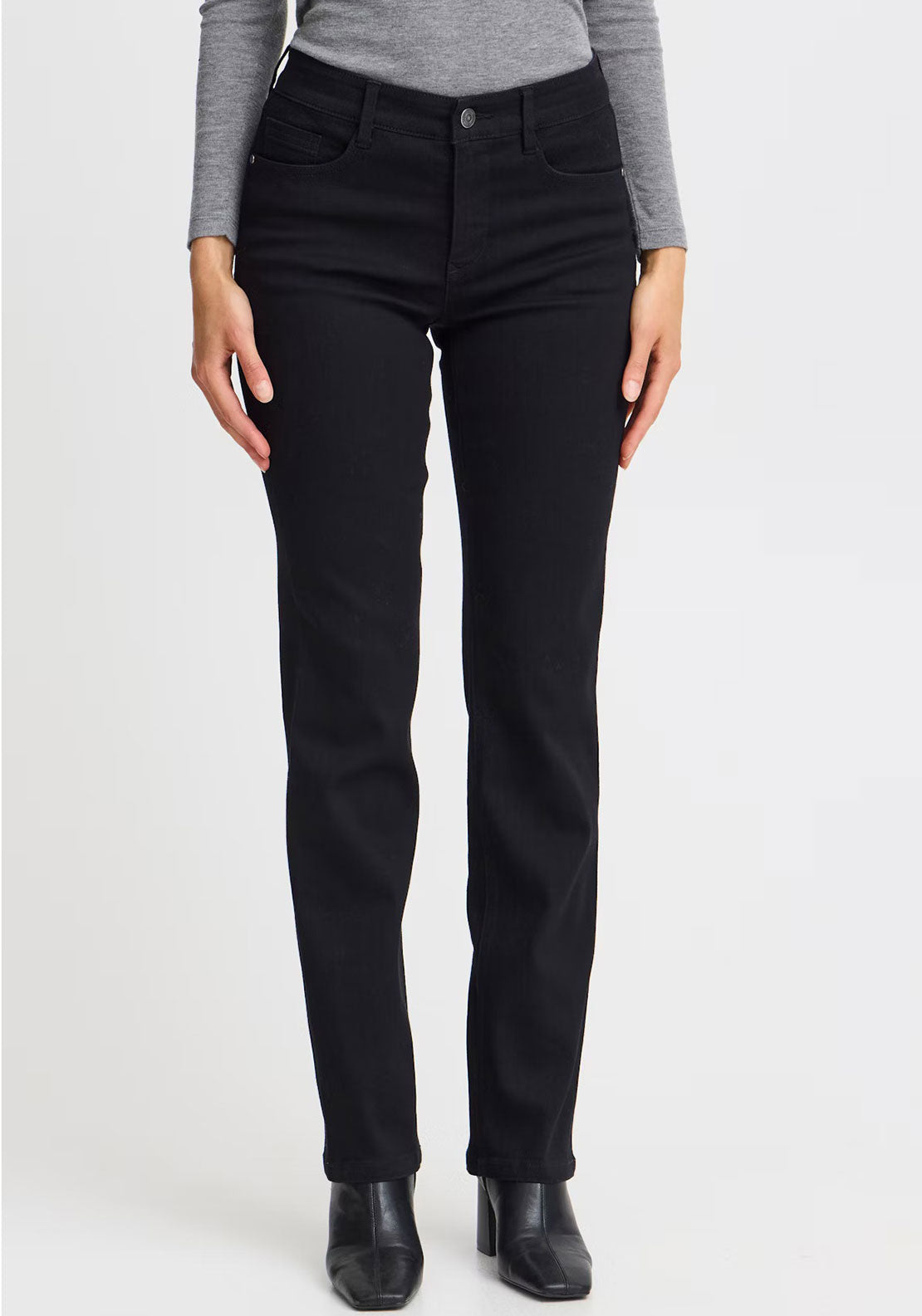 Fransa Luxe Sarah Straight Leg Jeans, Black